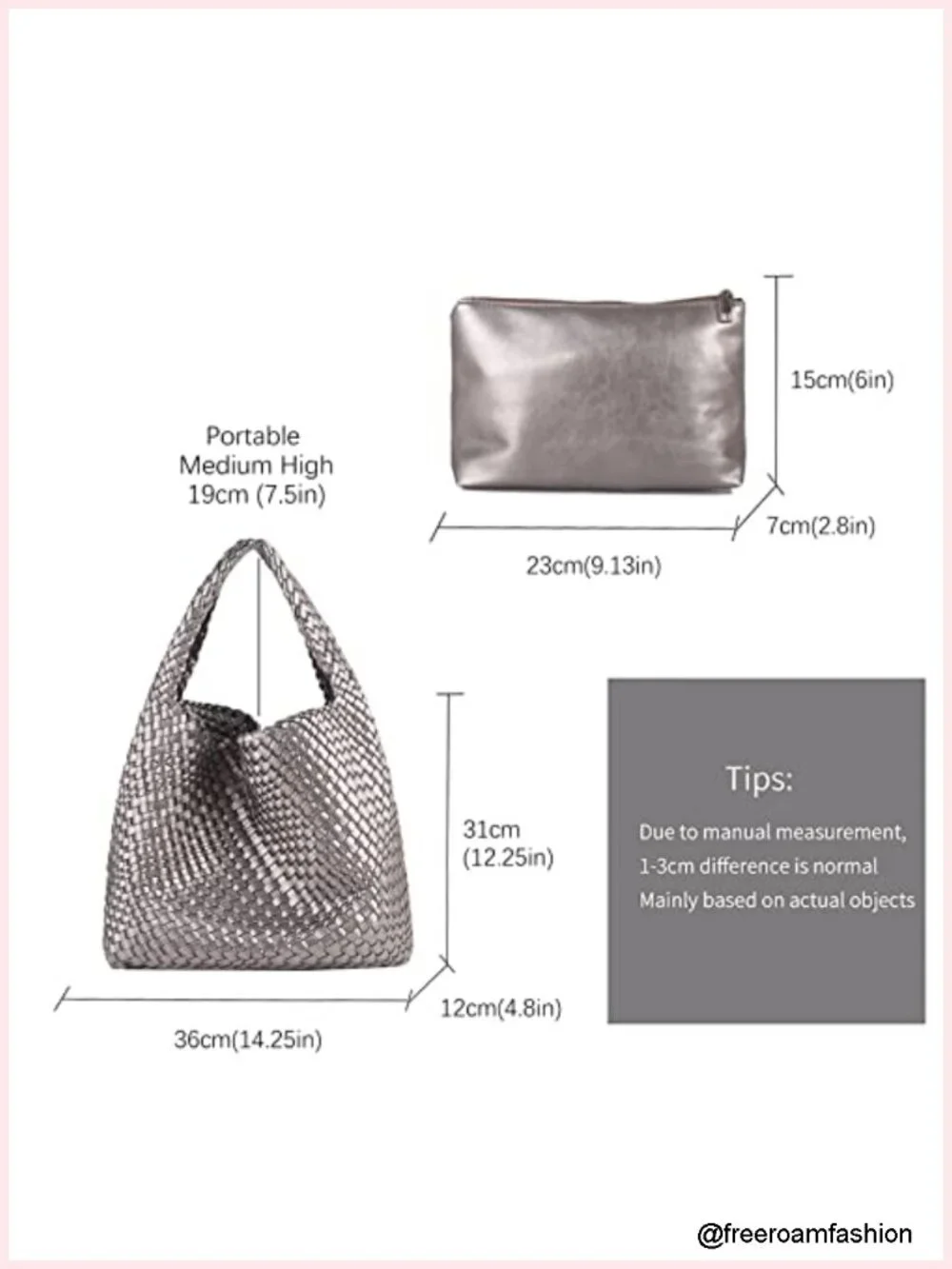 Large Vegan Leather Woven Tote Bag, Casual Work Shoulder Bag